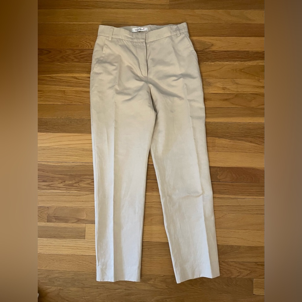 Max Mara Beige Trousers Pants Cotton Linen Old Money Minimalist Quiet Luxury